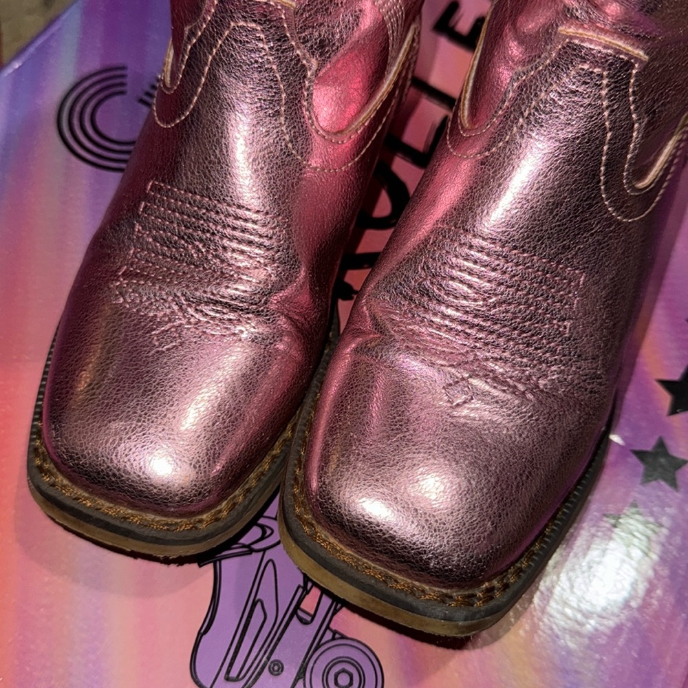 SHYANNE GIRLS' FLASHY WESTERN BOOTS - BROAD SQUARE TOE PINK